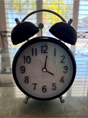 Crosley Vintage Metal Alarm Clock Black Twin Bell w Box